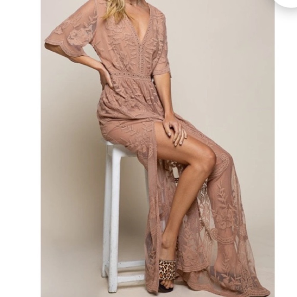 Honey Punch Lace Overlay Jumpsuit